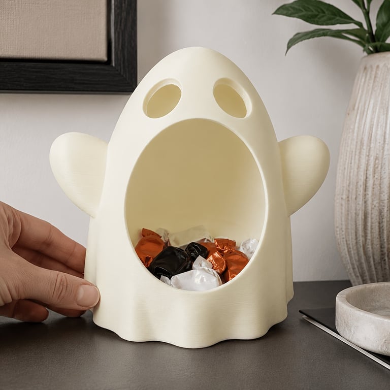 Halloween Ghost Storage Bowl 3D Printed Candy Holder Desktop Organizer thumbnail 2