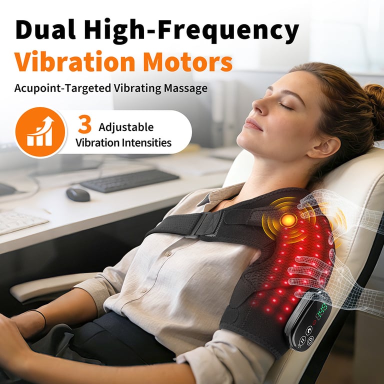 Electric Heated Shoulder Warmer with Vibration Massage | Neck Pain Relief