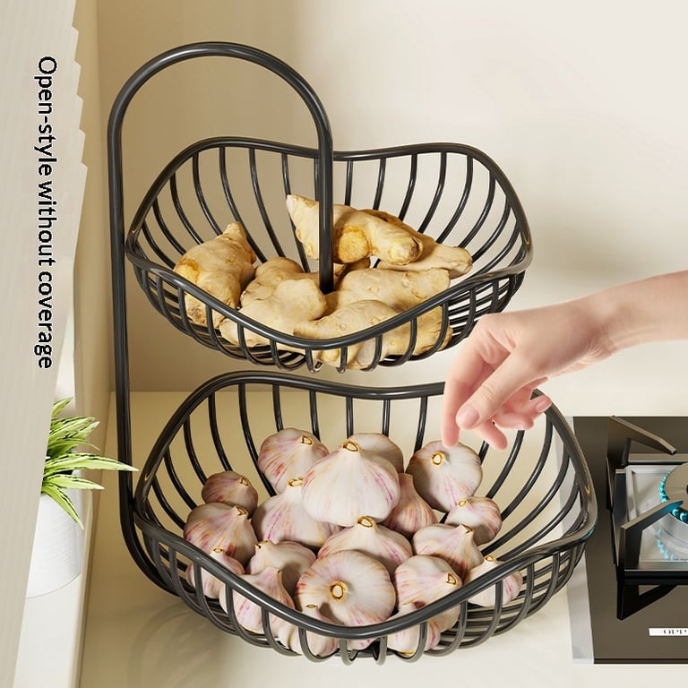 Kitchen Onion Ginger Garlic Basket Double-Layer Fruit Storage Rack thumbnail 18