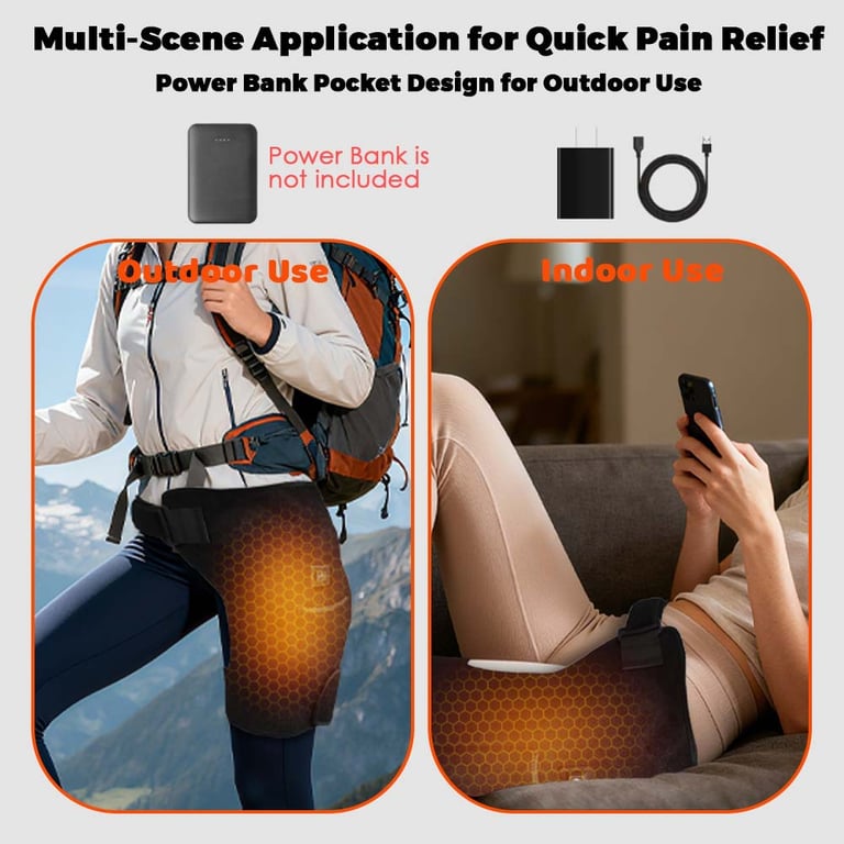 660nm Red Light Therapy Hip Wrap | USB Heating Massage Device thumbnail 4