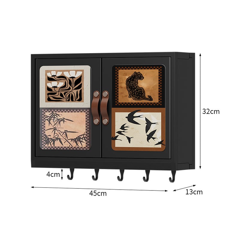 Wall-Mounted Bathroom Storage Cabinet | Decorative Doors & Hooks thumbnail 1