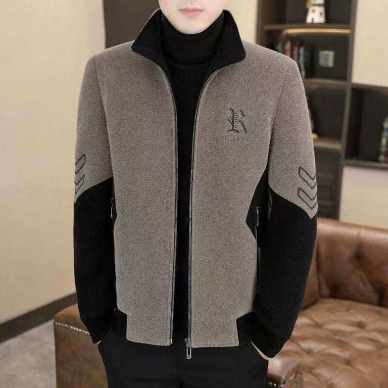 Men's Stand-Neck Jacket with Fleece Lining | Warm Thickened Outerwear thumbnail 6
