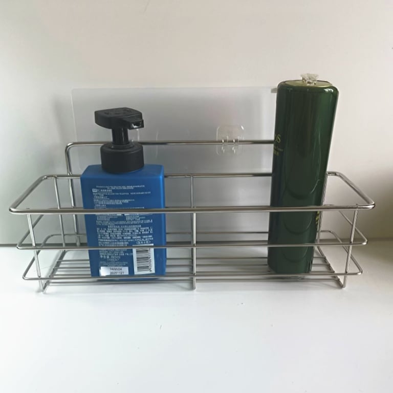 No-Drill Bathroom Shelf Cosmetic Organizer | Adhesive Wall Mount thumbnail 4