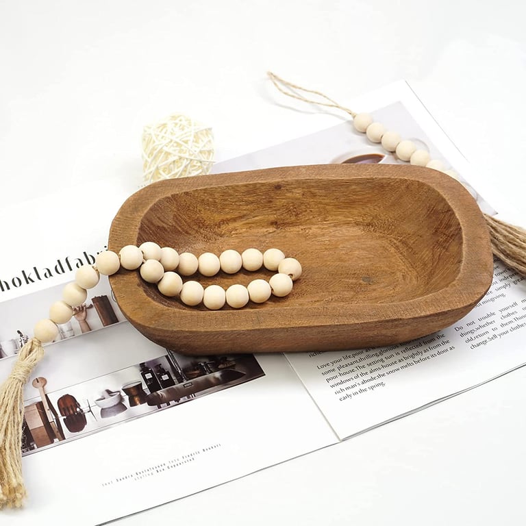 Solid Wood Hand-Carved Storage Tray | Rustic Home & Kitchen Decor