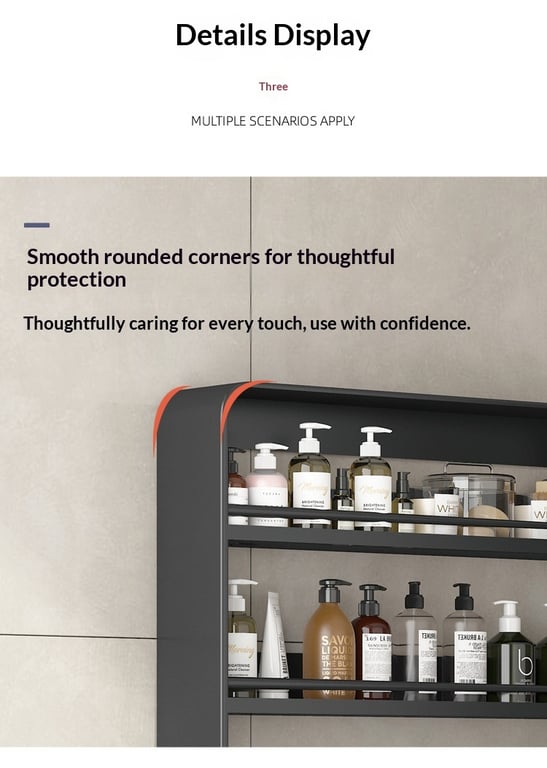 No-Drill Wall-Mounted Bathroom Shelf | Cosmetics Storage Rack Canada thumbnail 1