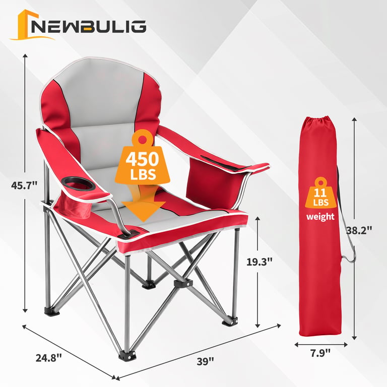 Oversized Camping Folding Chair, Heavy Duty Padded Chair With Cup Holder Storage And Cooler Bag, 5000 LBS Steel Frame, Portable For Outdoor thumbnail 13