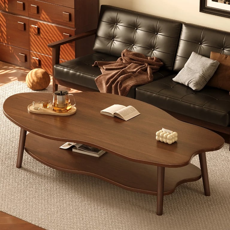 2 Layer Coffee Table Tea Table Cloud Modern Living Room Desk W  Storage Shelf UK thumbnail 4
