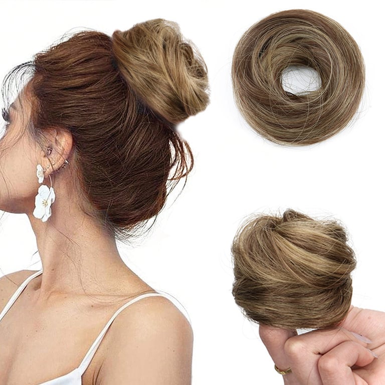 Rubber Band Straight Hair Tie for Women | Instant Volume Bun Extension thumbnail 8