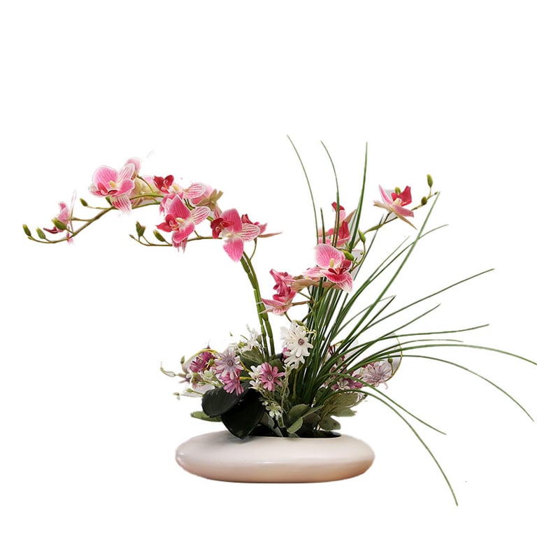 Silicone-Feel Dove Orchid Artificial Flower Arrangement | Modern Minimalist Home Decor