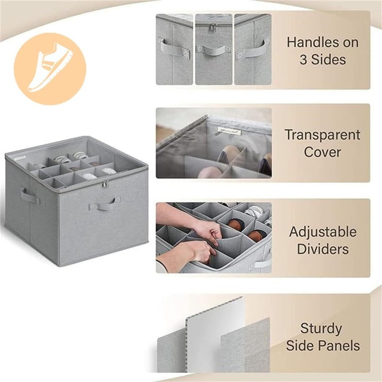 Foldable Fabric Shoe Storage Box with Dividers | Organize & Protect thumbnail 5