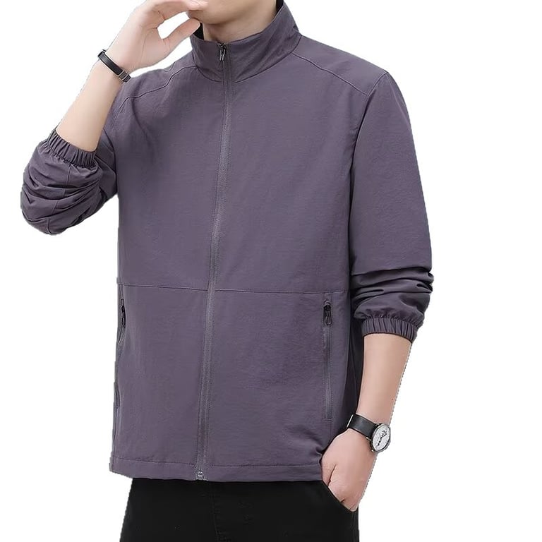 Men's Casual Stand-Up Collar Jacket | Lightweight Zip Windbreaker thumbnail 1