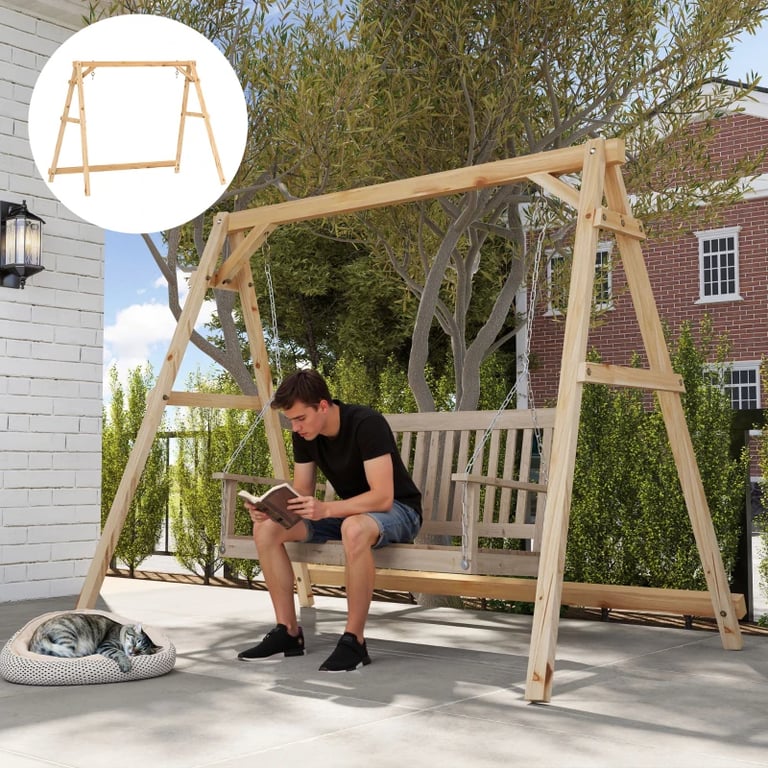 770lbs Heavy Duty A-Frame Porch Swing Stand | Reinforced Wooden Frame thumbnail 3