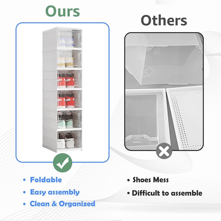 Foldable Shoe Storage Organizer 6-Layer Stackable Sneaker Boxes thumbnail 18