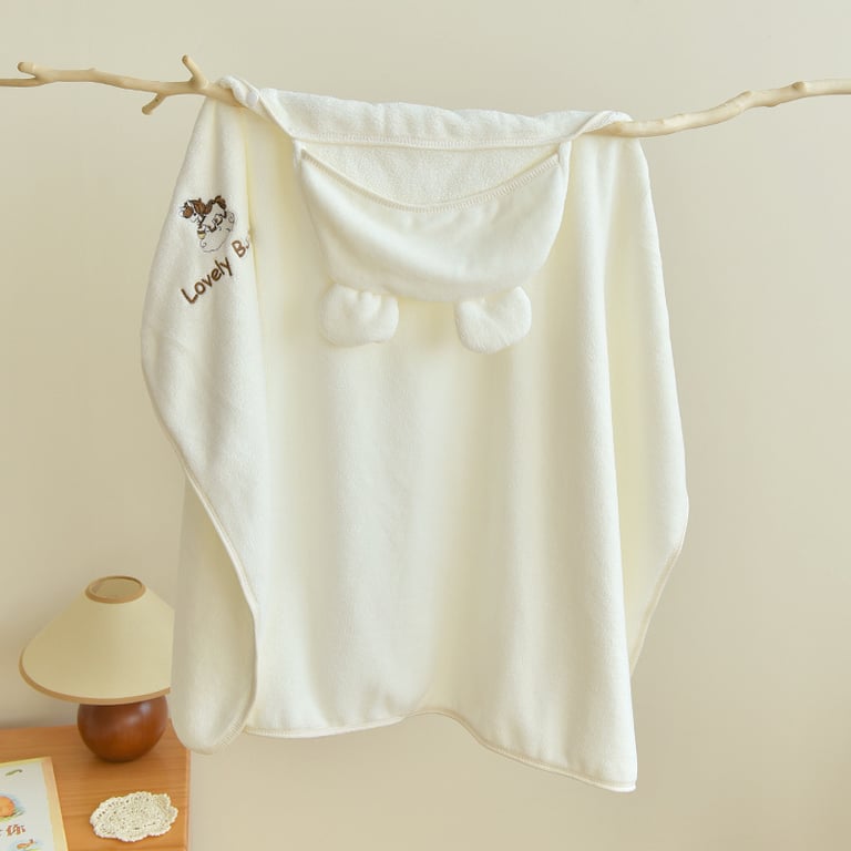 Baby Coral Fleece Hooded Cape Bath Towel | Absorbent & Quick-Drying