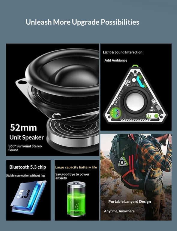 Cross-border V2 Wireless Bluetooth Speaker Outdoor Portable Mecha Subwoofer Mini Desktop Small Speaker Transparent Lantern thumbnail 5