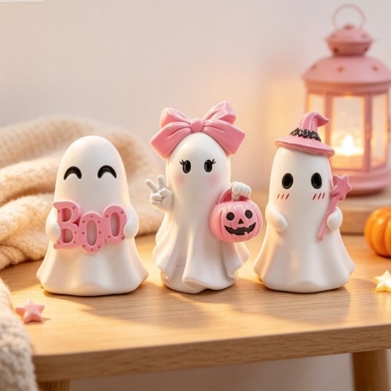 Cute Halloween Ghost Pumpkin Resin Desk Organizer Set | Captain Fam thumbnail 9