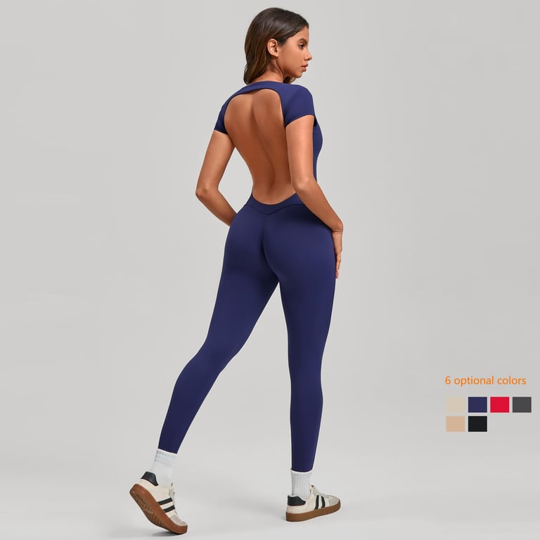 Women's Fashion Solid Color Quick-Drying Yoga Bodysuit | Open Back thumbnail 8