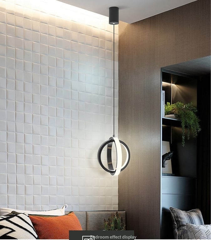LED Bedside Mini Pendant Lamp | Ring-Shaped Aluminum Bedroom Light thumbnail 4