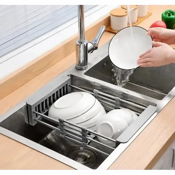 Adjustable Immersion Sink Dish Drying Rack | Stainless Steel Home & Kitchen thumbnail 3