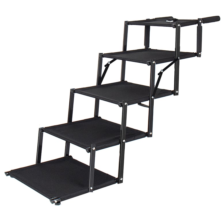 Extra Wide  Foldable Dog Stairs, Pet Ramp With Non Slip Surface And Soft Foam Handle, Dogs Stairs For Cars, High Beds, Truck, Supports Up To 250 Lbs, 5 Steps thumbnail 2