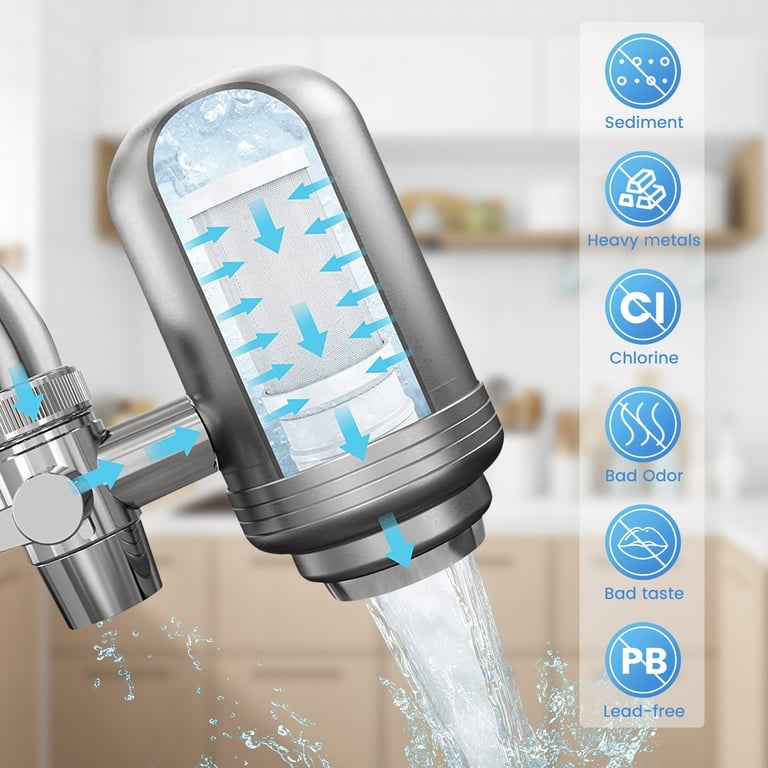 Stainless Steel Faucet Filter with Activated Carbon | Kitchen Water thumbnail 5