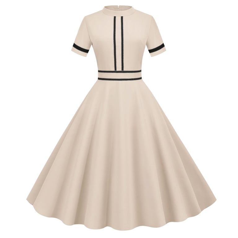 Vintage Stand-Collar Maxi Party Dress | Elegant 1950s Retro Style thumbnail 2