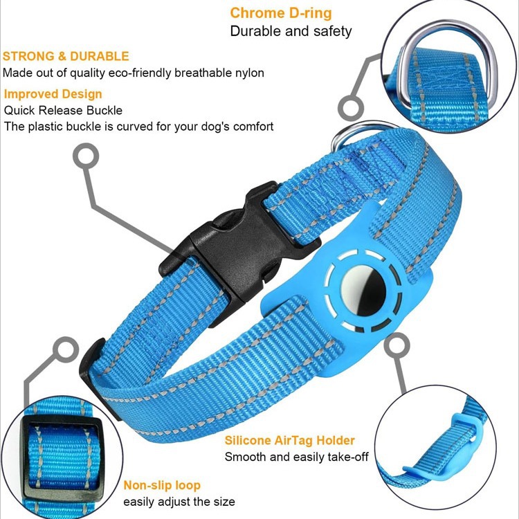 Reflective Dog Leash Collar with AirTag Holder | Anti-Lost Pet Safety thumbnail 6
