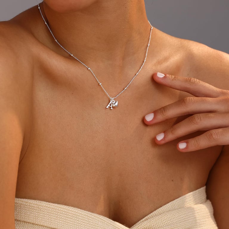 Personalized Initial Heart Pendant Necklace | Stainless Steel thumbnail 2