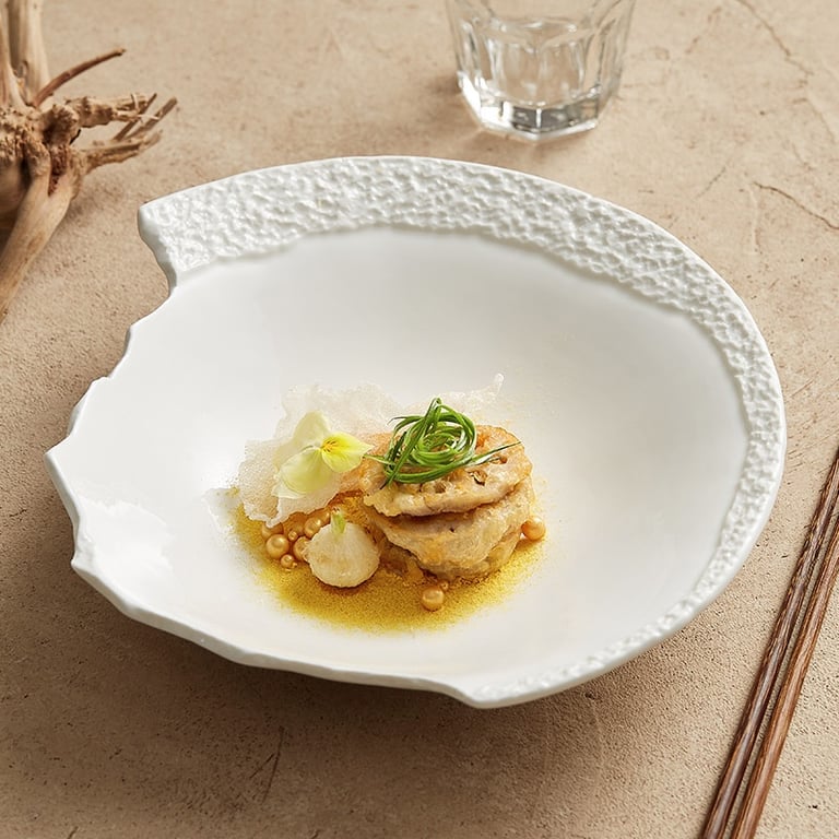 White Aesthetic Dish Presentation Plate | Artistic Ceramic Serveware thumbnail 4