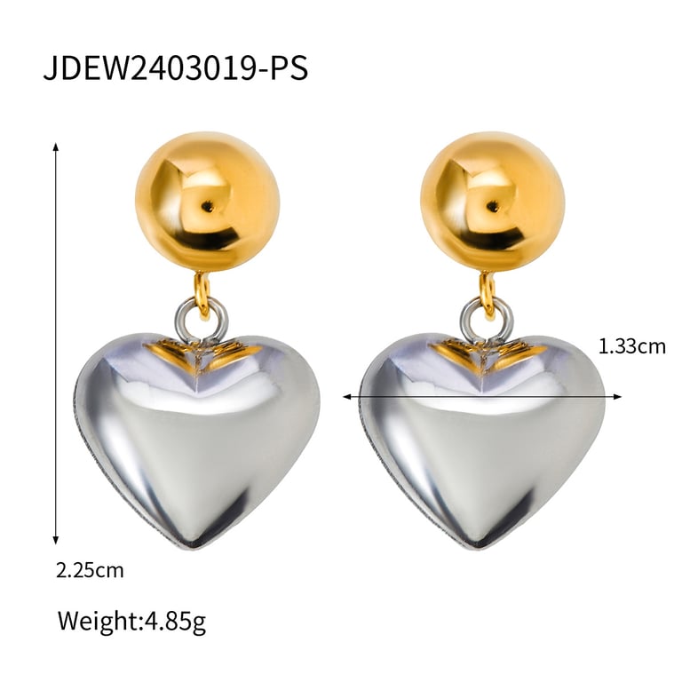 Stainless Steel Heart Stud Earrings for Women | Hypoallergenic thumbnail 10