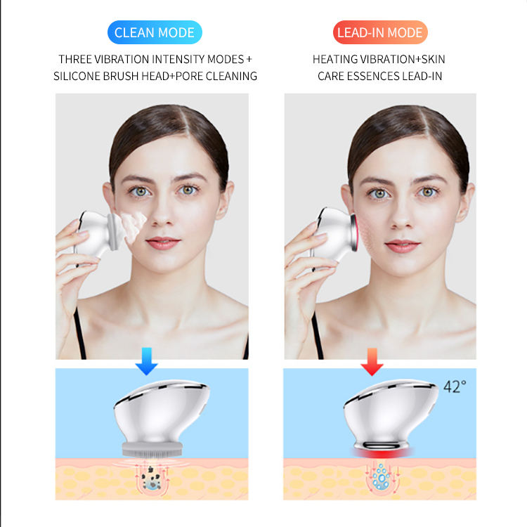Rechargeable Vibrating Silicone Facial Cleansing Brush with Warm Function thumbnail 6