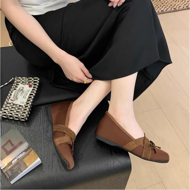 Women Vintage Ruffle Ballet Flats with Cross Band Bow | Comfort Daily Wear thumbnail 5