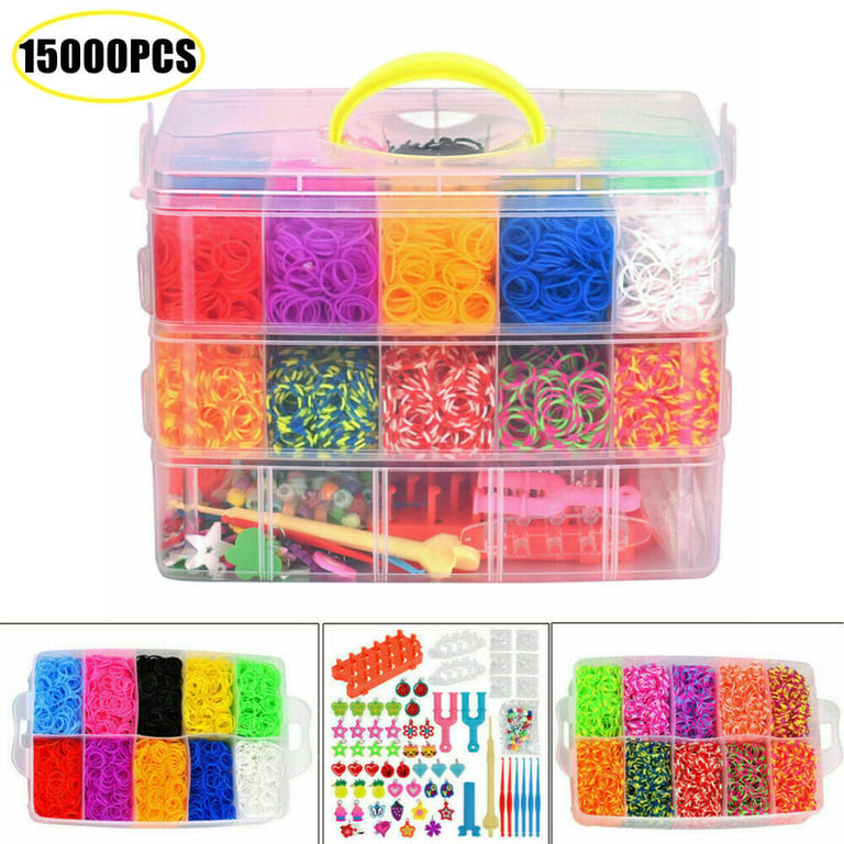 15000Pcs Rubber Loom Bands Kit | DIY Bracelets Storage Container thumbnail 10