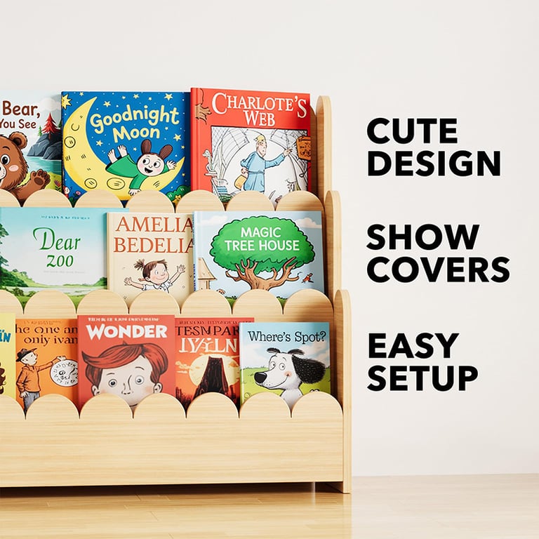 Solid Wood Children's Floor Picture Book Bookshelf | Home & Kitchen Storage thumbnail 4