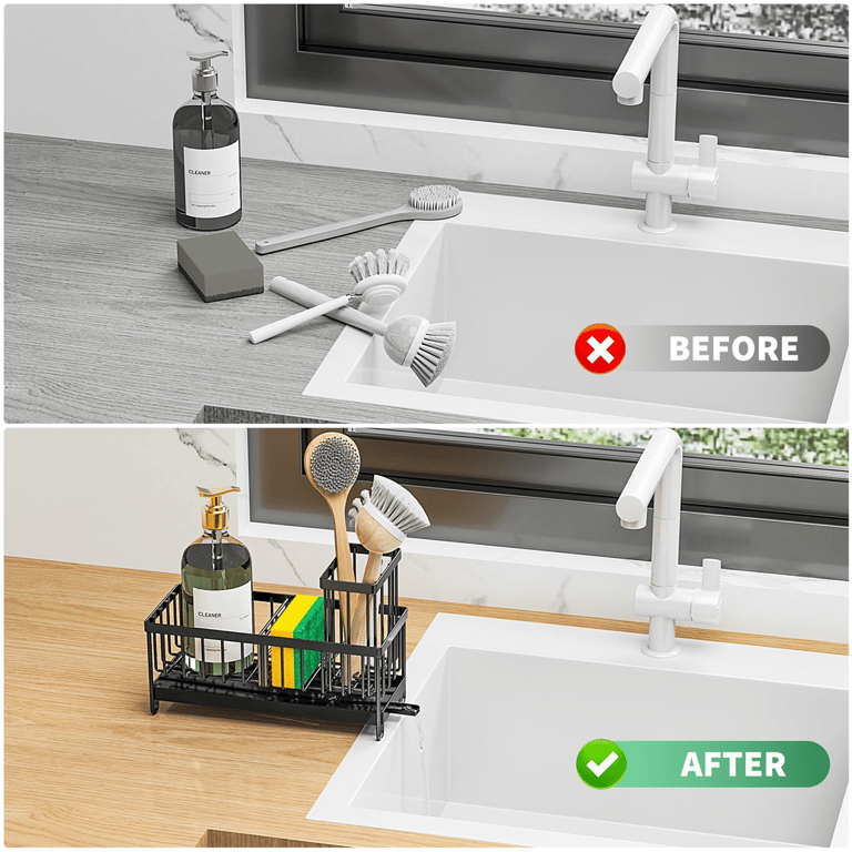 Kitchen Sink Caddy Rack Sponge Holder | Soap Dish Drain Storage thumbnail 5