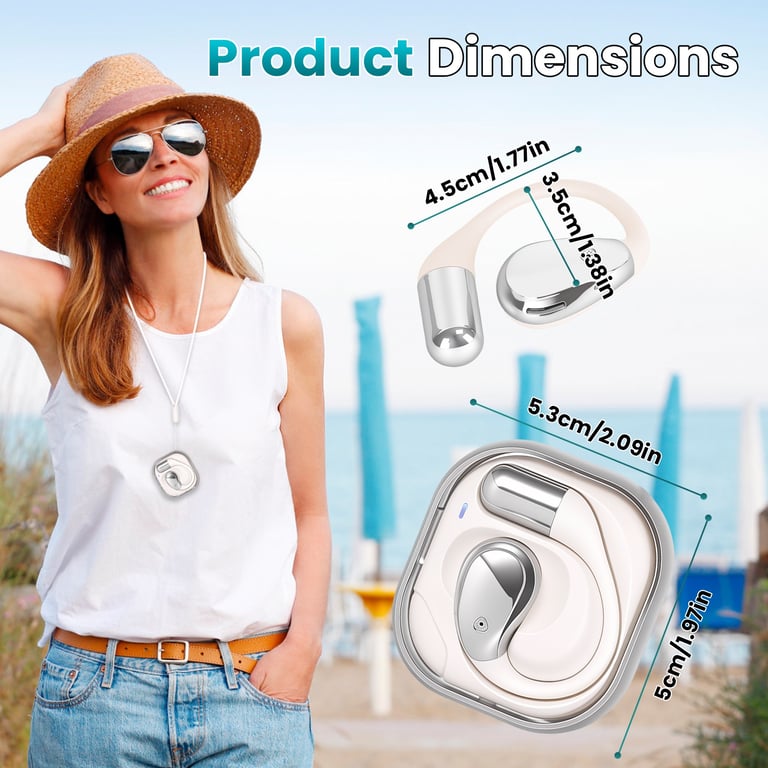 Open-Ear AI Translation Earbuds 165 Language Real Time AI Headphone Wireless 6.0 Translating Earbuds With 360 Degree Rotating Charging Case Lanyard For Travel Meetings Language Learning thumbnail 3