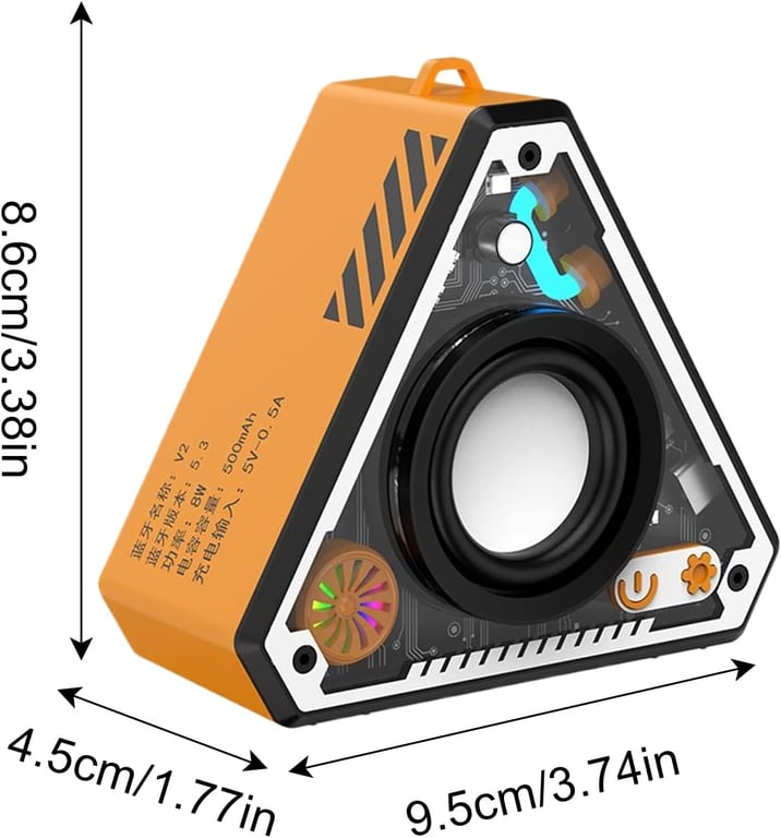 Cross-border V2 Wireless Bluetooth Audio Outdoor Portable Mecha Subwoofer Dual-machine Interconnected Mini Desktop Small Speaker-orange thumbnail 3