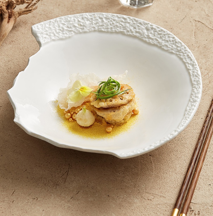 White Aesthetic Dish Presentation Plate | Artistic Ceramic Serveware thumbnail 6