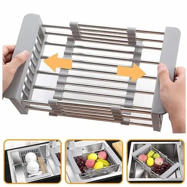 Adjustable Immersion Sink Dish Drying Rack | Stainless Steel Home & Kitchen thumbnail 7