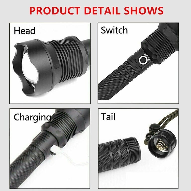 9900000LM LED Flashlight Rechargeable Zoom Torch | Super Bright thumbnail 8