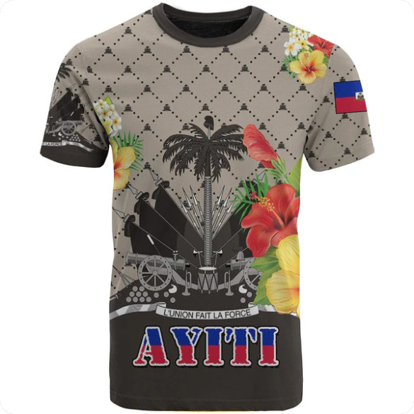 3D Sea Map Pattern T-Shirt For Men And Women | Haiti Flag Tee thumbnail 7
