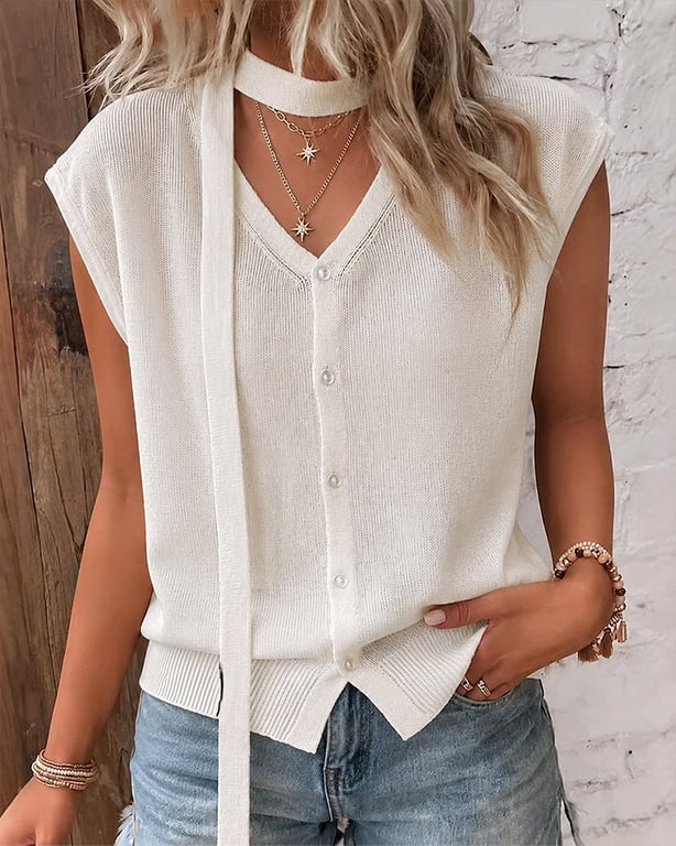 V-Neck Ribbed Ice-Silk Knit Cardigan for Women | Lightweight Breathable thumbnail 14