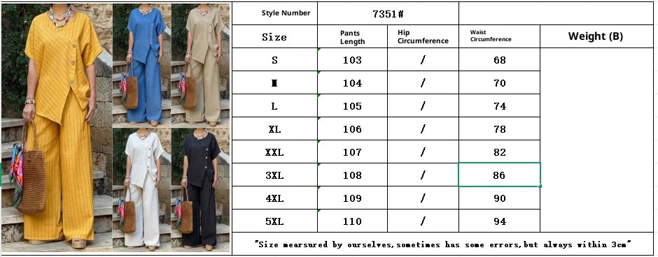 Striped Two-Piece Set | Asymmetrical Shirt & Loose Pants for Women thumbnail 10