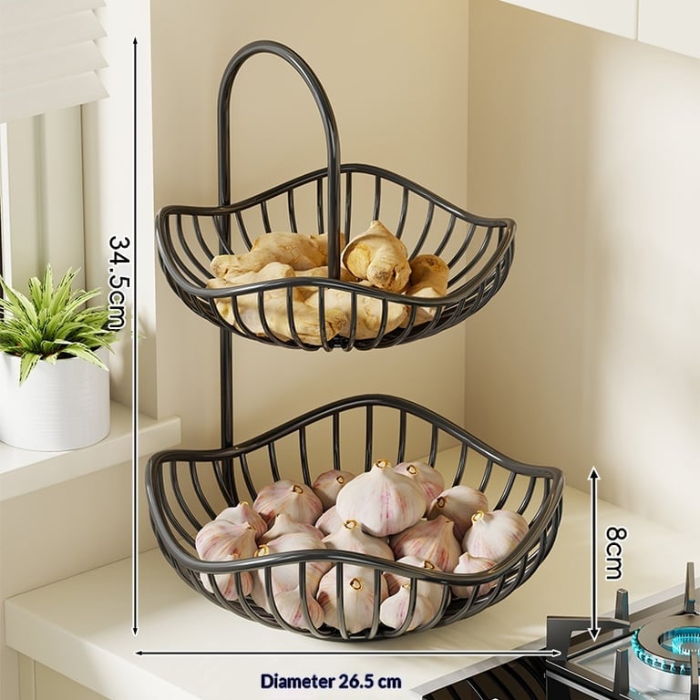 Kitchen Onion Ginger Garlic Basket Double-Layer Fruit Storage Rack thumbnail 13