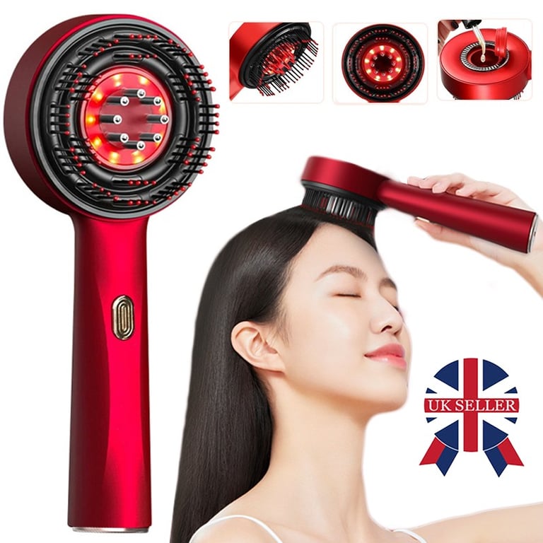 Electric Scalp Massage Comb Hair Growth Red Light Therapy Brush Head Massager UK thumbnail 7