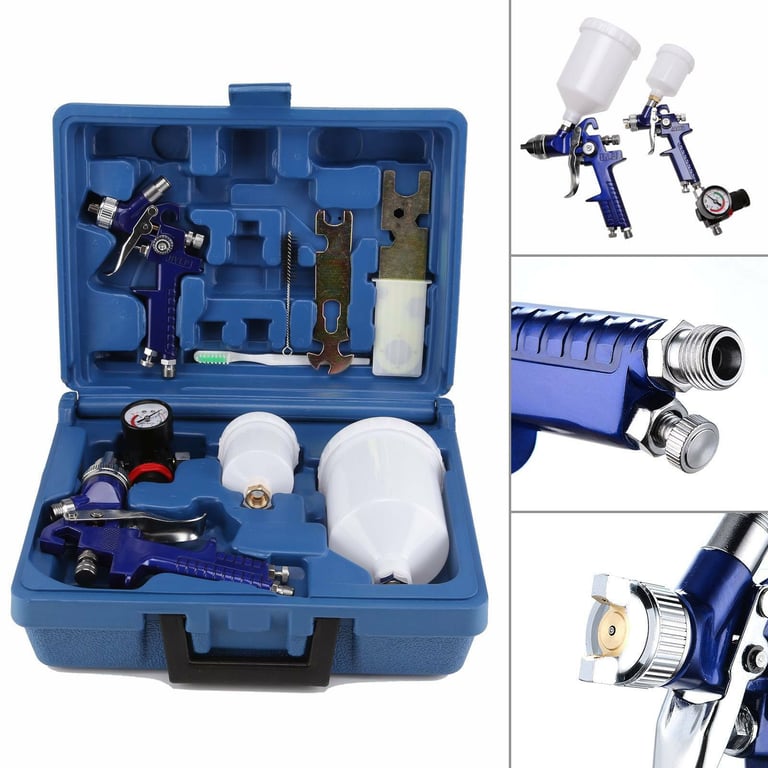 2 X HVLP Spray Gun Kit Air Gravity Feed Vehicle Car Paints1.4MM 0.8MM Nozzle thumbnail 4