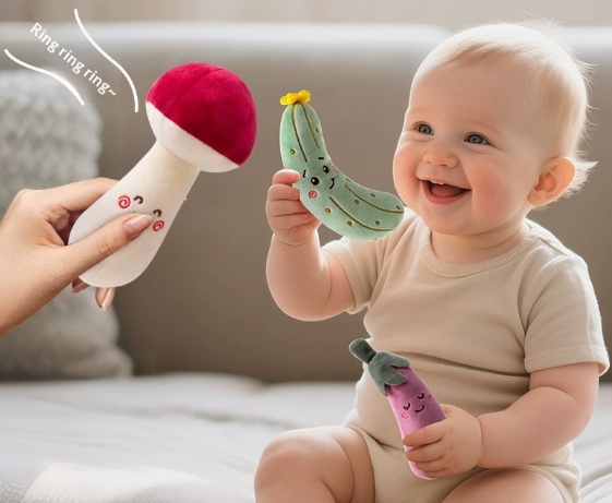 Cartoon Vegetable Fruit Baby Rattle Set | Soft Plush Grasping Toys thumbnail 12