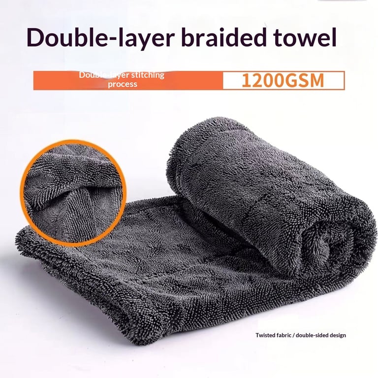 Braided Water Collecting Car Towel | 1200GSM Microfiber Drying thumbnail 2