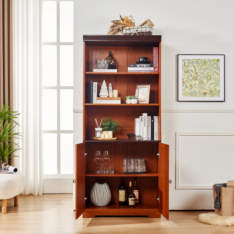 70.86in Tall Storage Cabinet 5-Tier Cube Display with Barn Doors | Home & Kitchen thumbnail 5