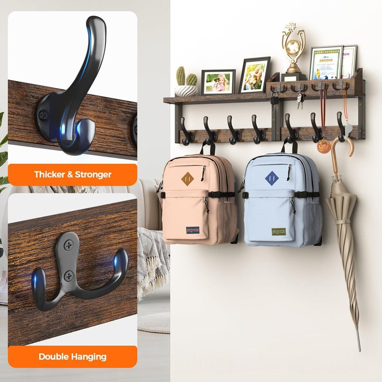 Wooden Wall-Mounted Rack for Entryway Door | Home & Kitchen Storage thumbnail 9